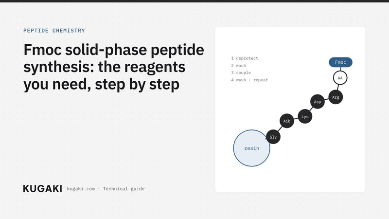 Fmoc solid-phase peptide synthesis: the reagents you need, step by step – KUGAKI technical guide cover