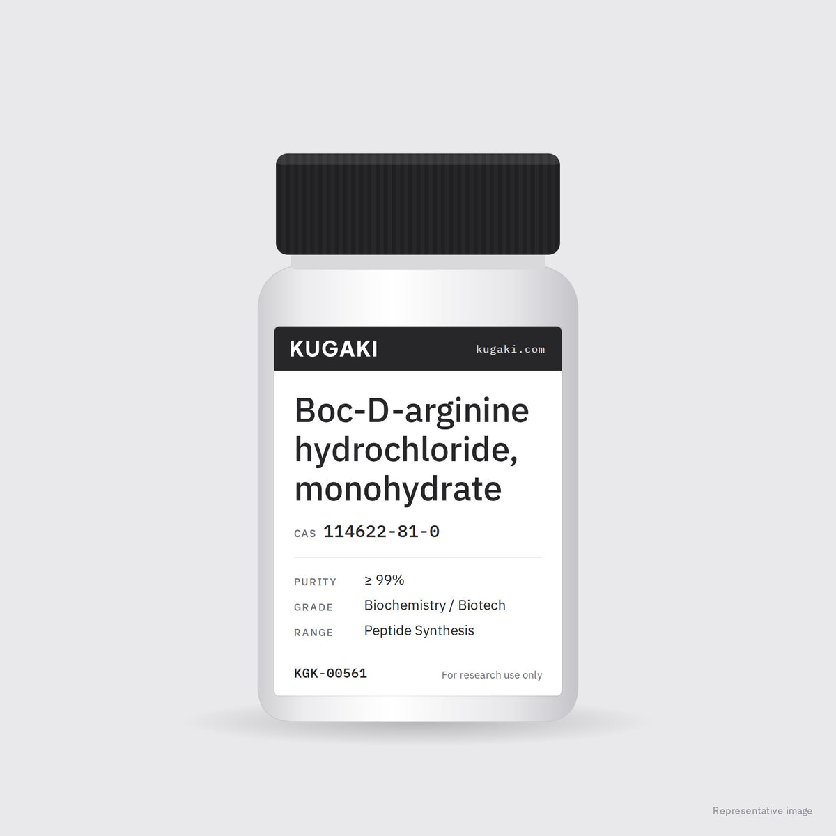 Boc-D-arginine hydrochloride, monohydrate (CAS 114622-81-0) – KUGAKI representative pack image