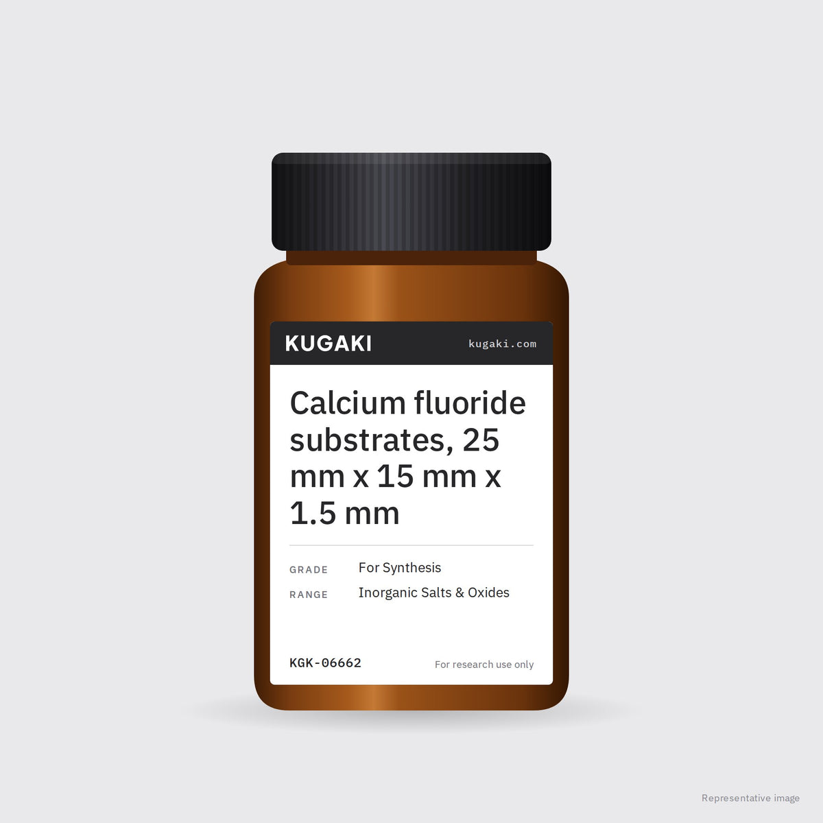 Calcium fluoride substrates, 25 mm x 15 mm x 1.5 mm – KUGAKI representative pack image