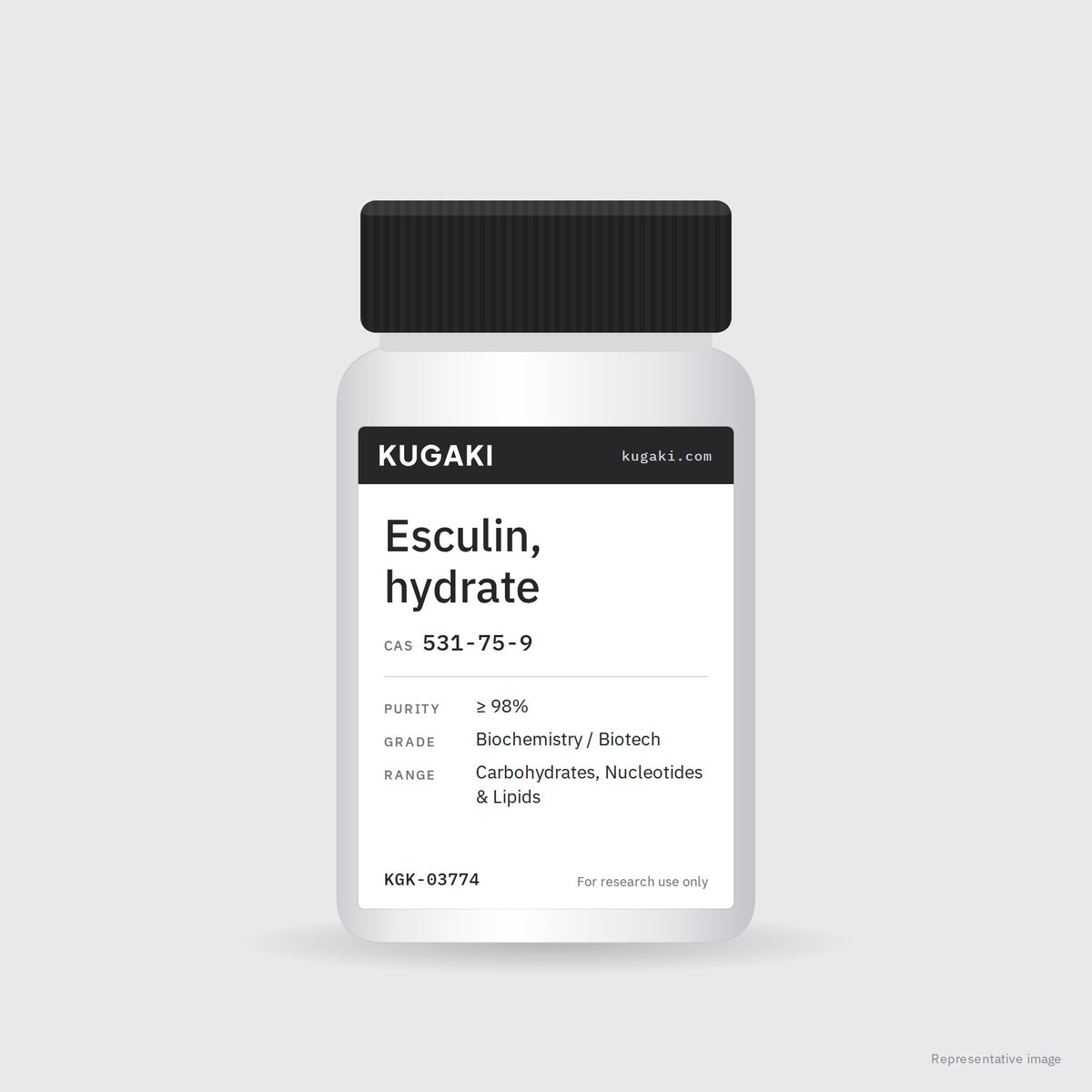 Esculin, hydrate (CAS 531-75-9) – KUGAKI representative pack image