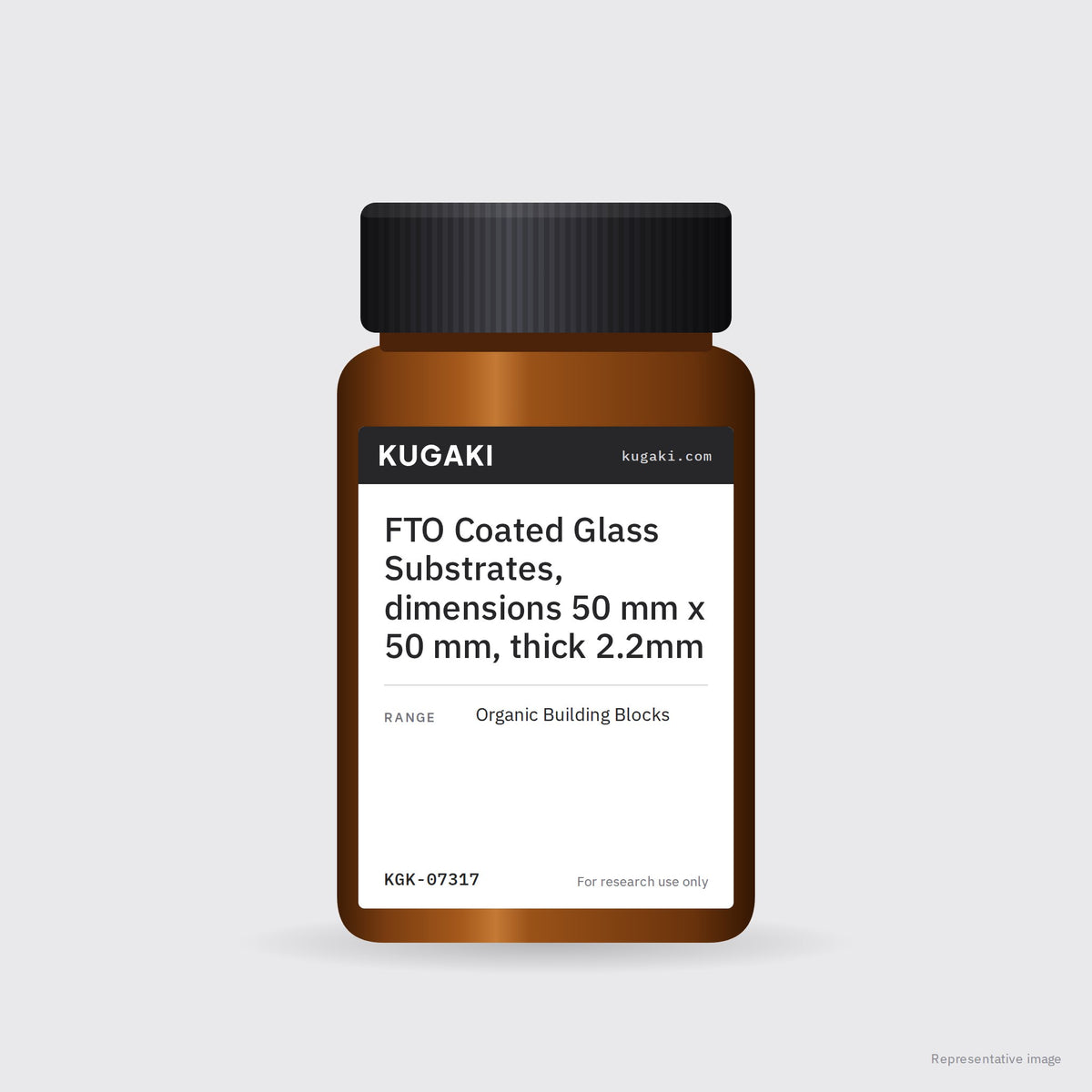 FTO Coated Glass Substrates, dimensions 50 mm x 50 mm, thick 2.2mm – KUGAKI representative pack image