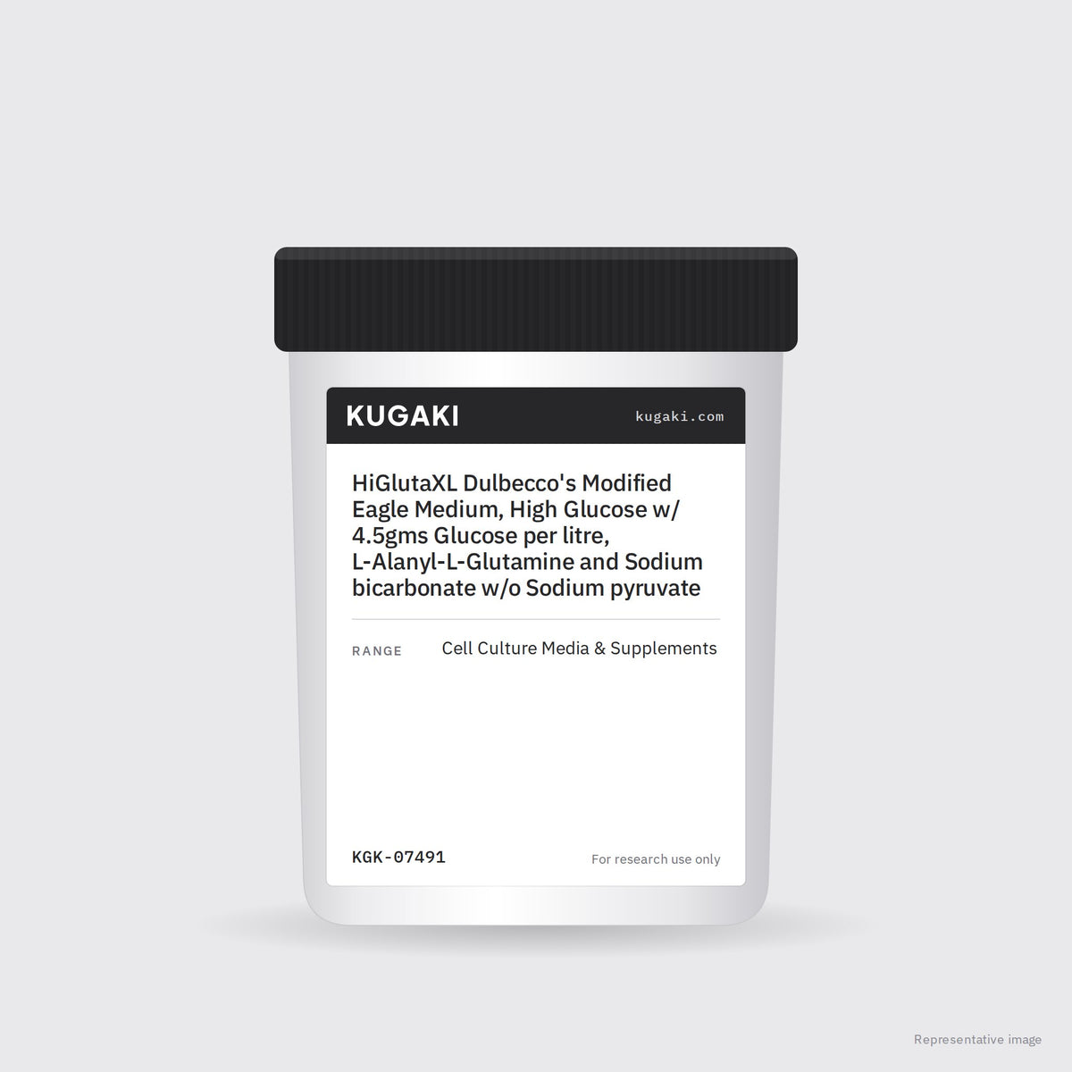 HiGlutaXL Dulbecco's Modified Eagle Medium, High Glucose w/ 4.5gms Glucose per litre, L-Alanyl-L-Glutamine and Sodium bicarbonate w/o Sodium pyruvate – KUGAKI representative pack image