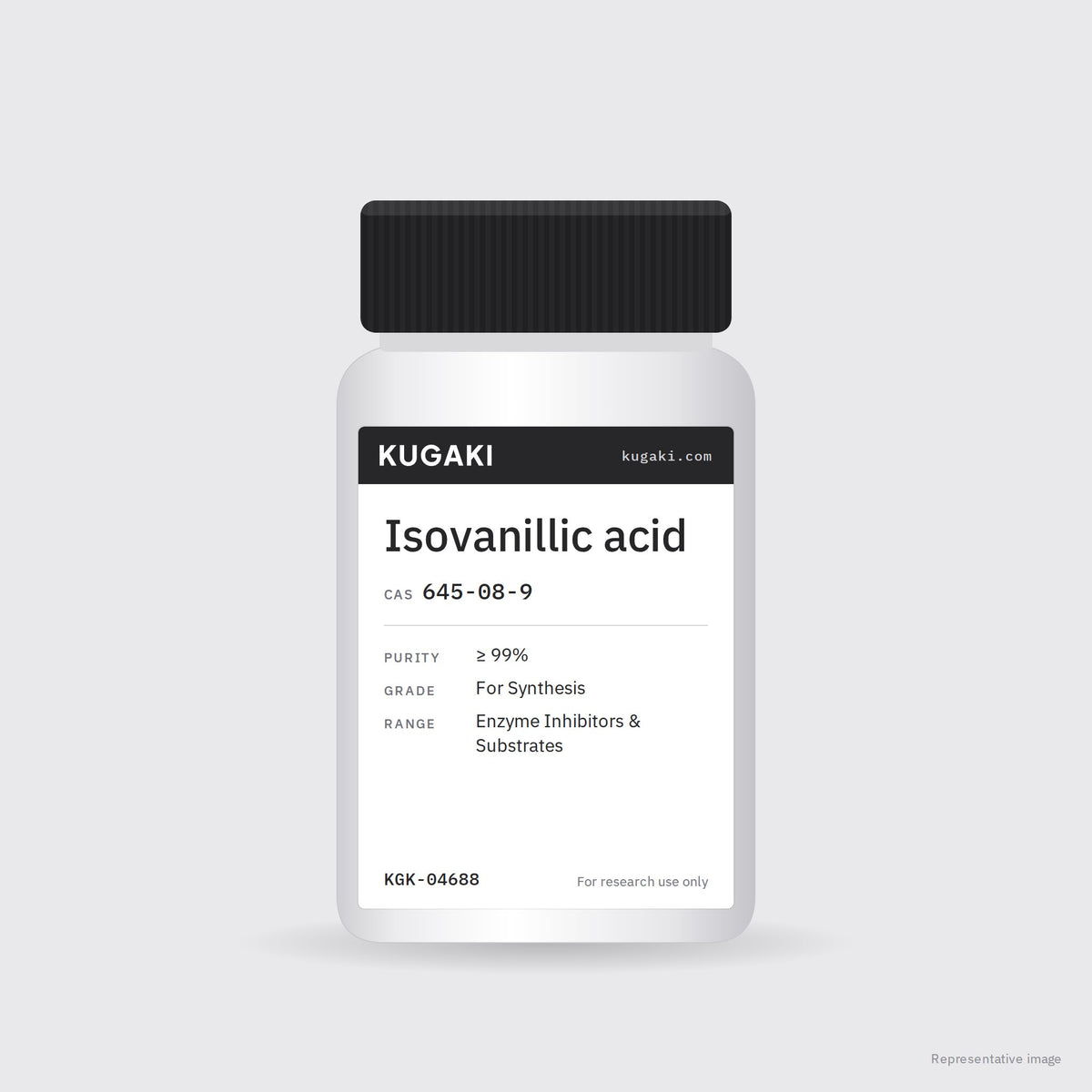Isovanillic acid (CAS 645-08-9) – KUGAKI representative pack image