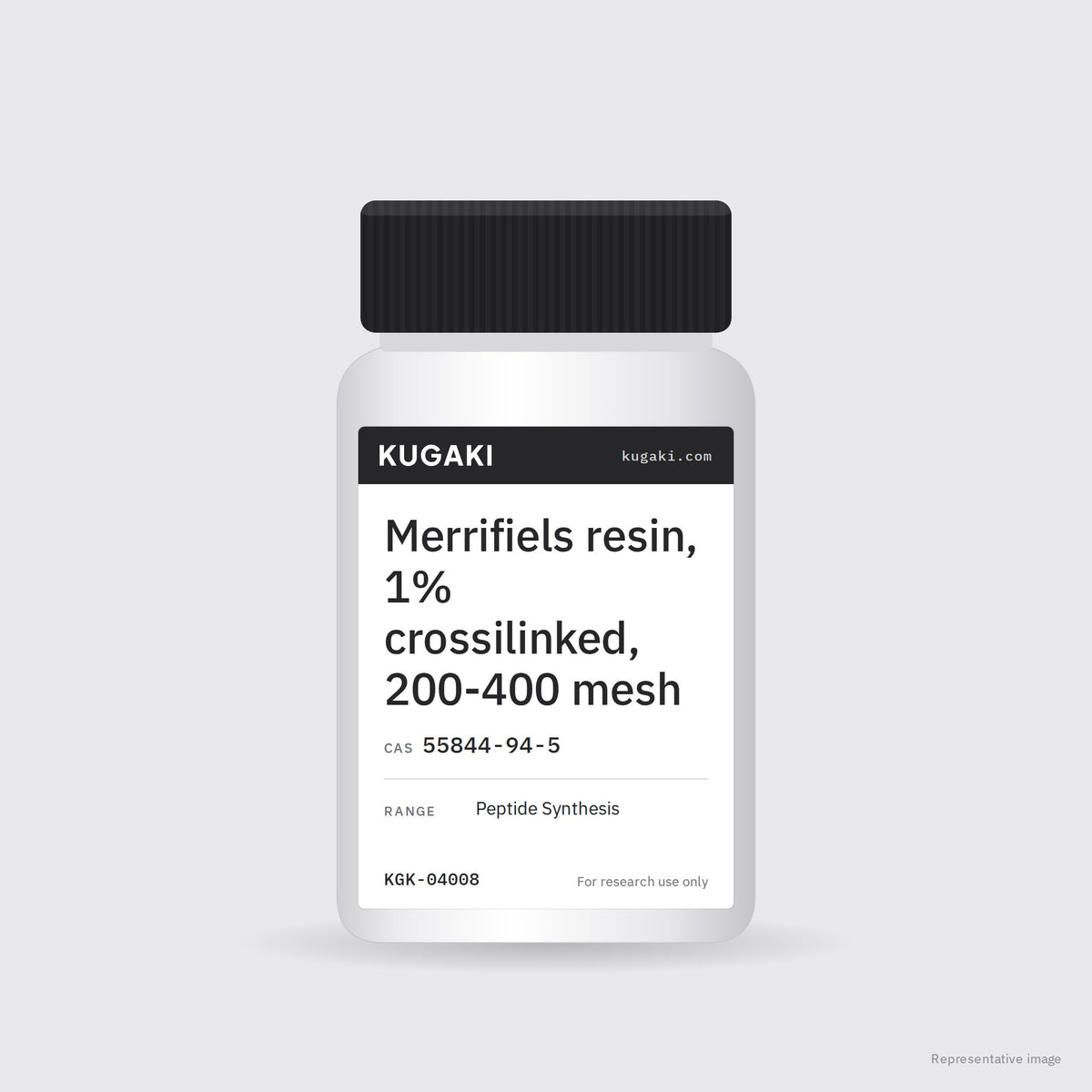 Merrifiels resin, 1% crossilinked, 200-400 mesh (CAS 55844-94-5) – KUGAKI representative pack image