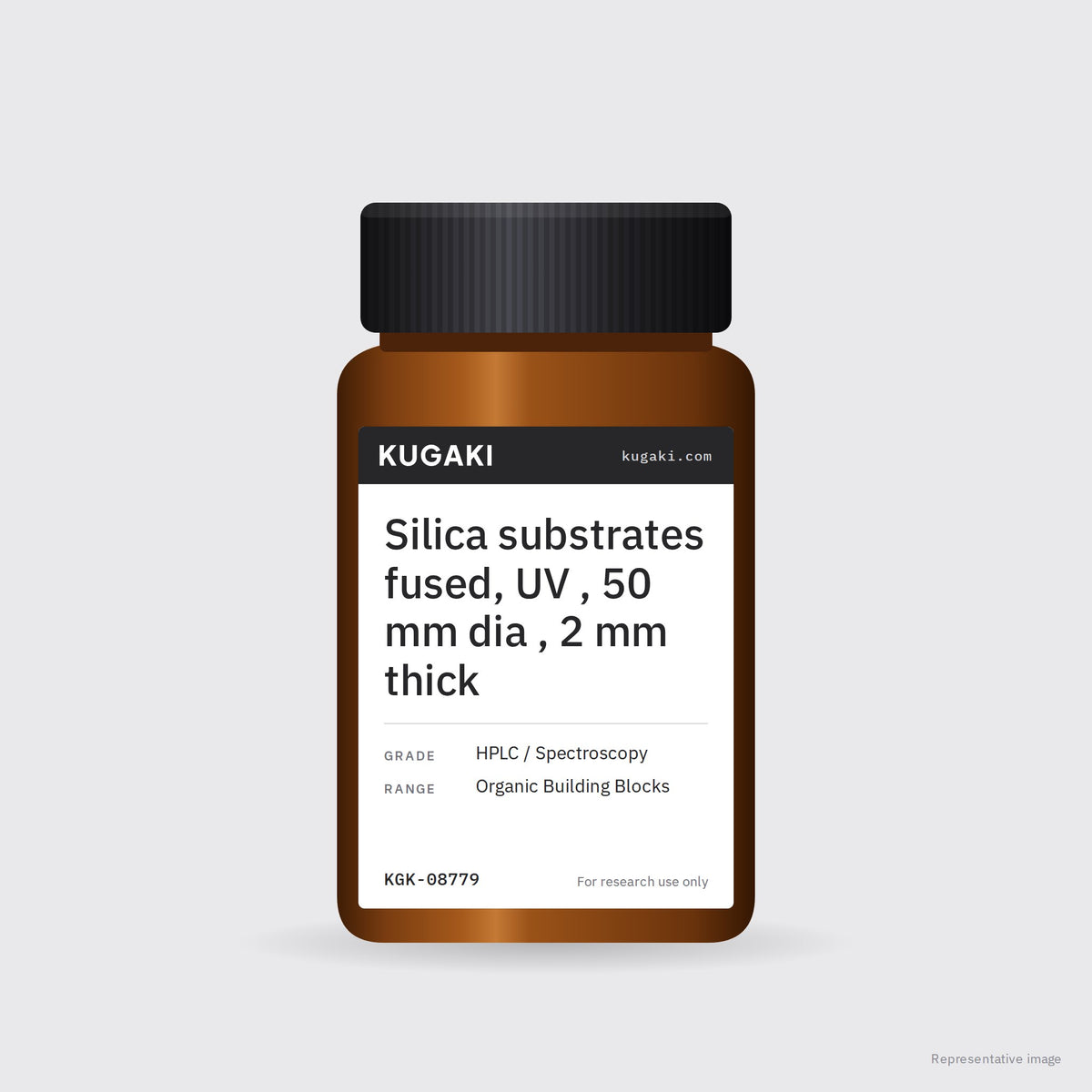 Silica substrates fused, UV , 50 mm dia , 2 mm thick – KUGAKI representative pack image