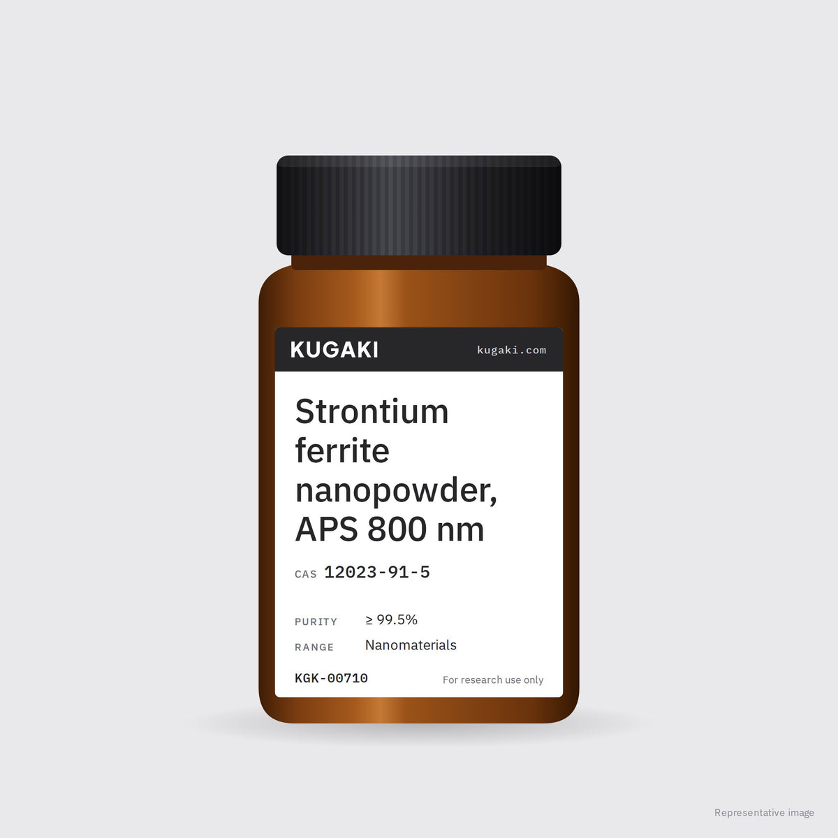 Strontium ferrite nanopowder, APS 800 nm (CAS 12023-91-5) – KUGAKI representative pack image
