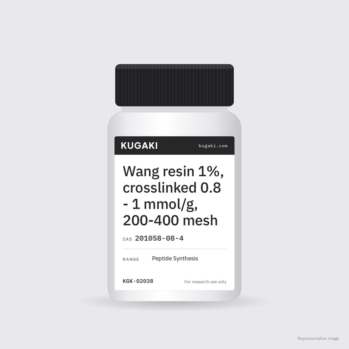 Wang resin 1%, crosslinked 0.8 - 1 mmol/g, 200-400 mesh (CAS 201058-08-4) – KUGAKI representative pack image